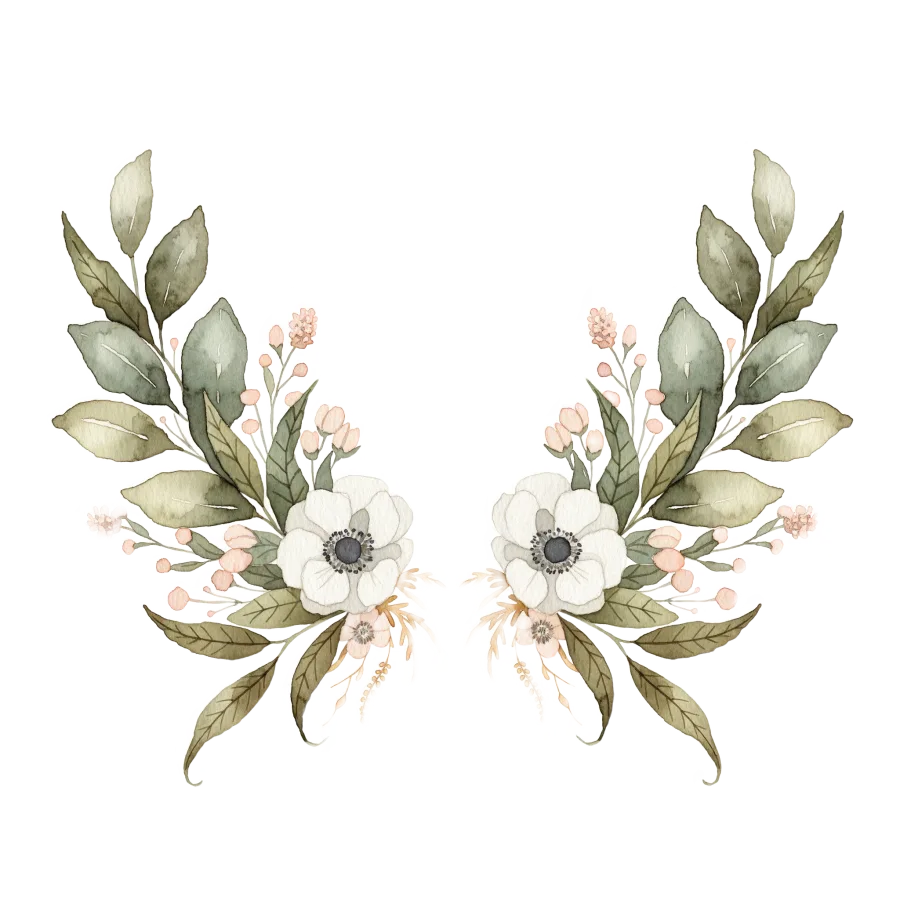 Watercolor floral crest